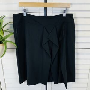 Moschino Jeans Black Donna Skirt Wool Blend Pleated‎ Ruffle Zip Lined Size US 14